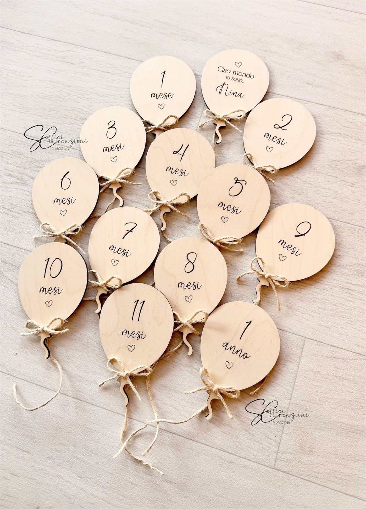 Set complimese milestone in legno personalizzato