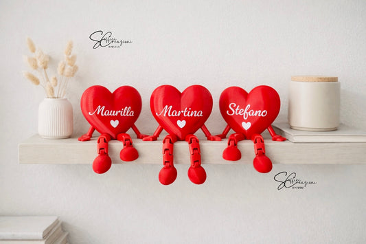 Coppia cuori personalizzati con gambe – Decorazione artigianale