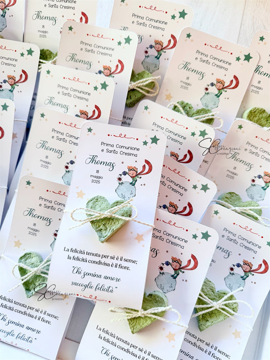 Green wedding favor with seed heart
