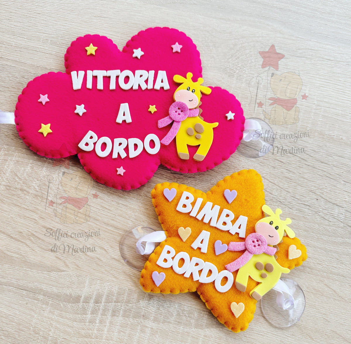 Bimbi a bordo in pannolenci a forma di nuvoletta verde