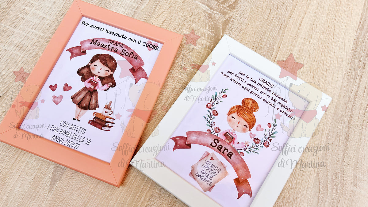 Cornice con dedica maestra