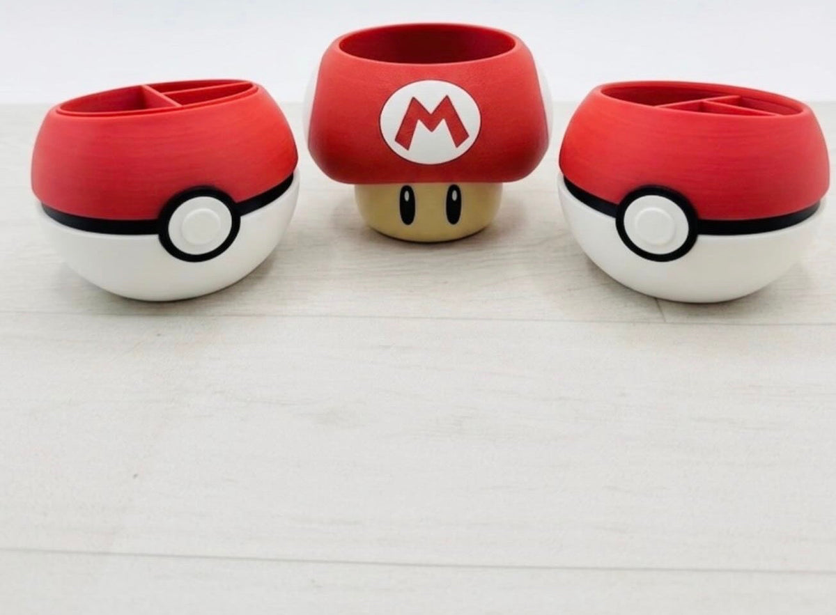 Porta penne organizer pokeball - fungo Mario