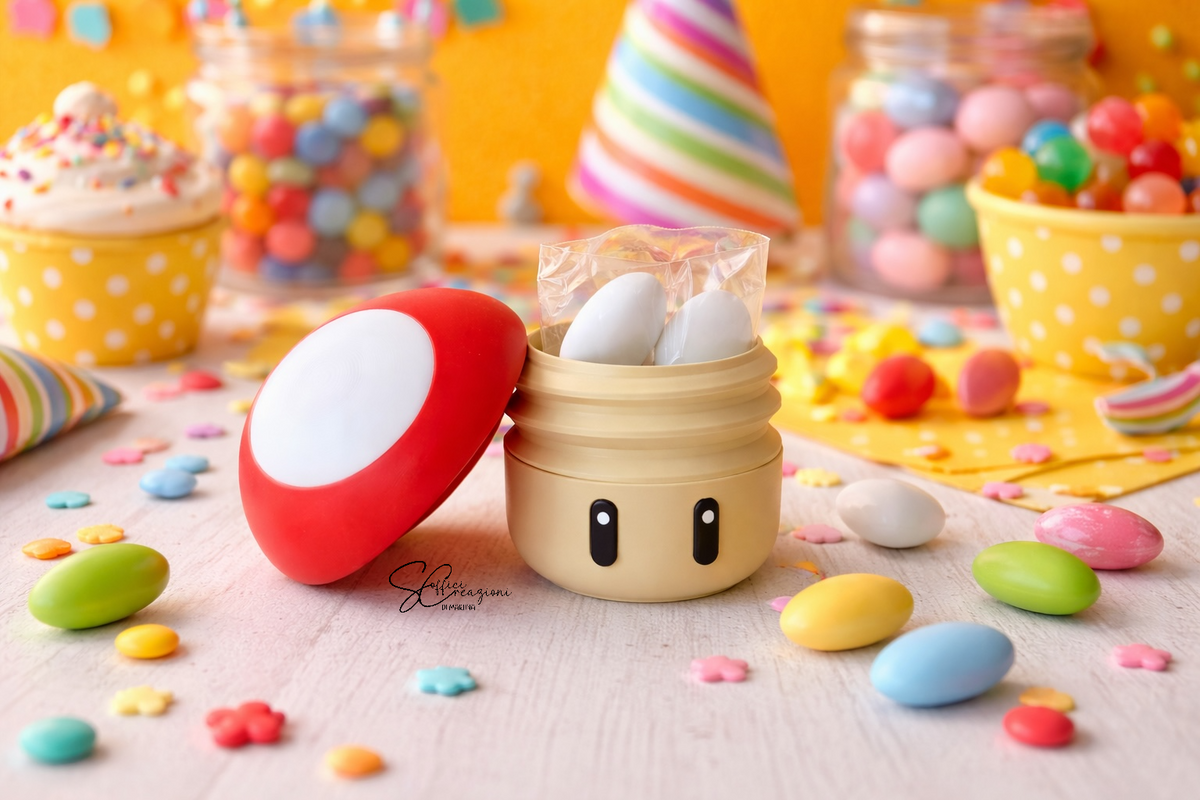 Fungo super Mario contenitore confetti