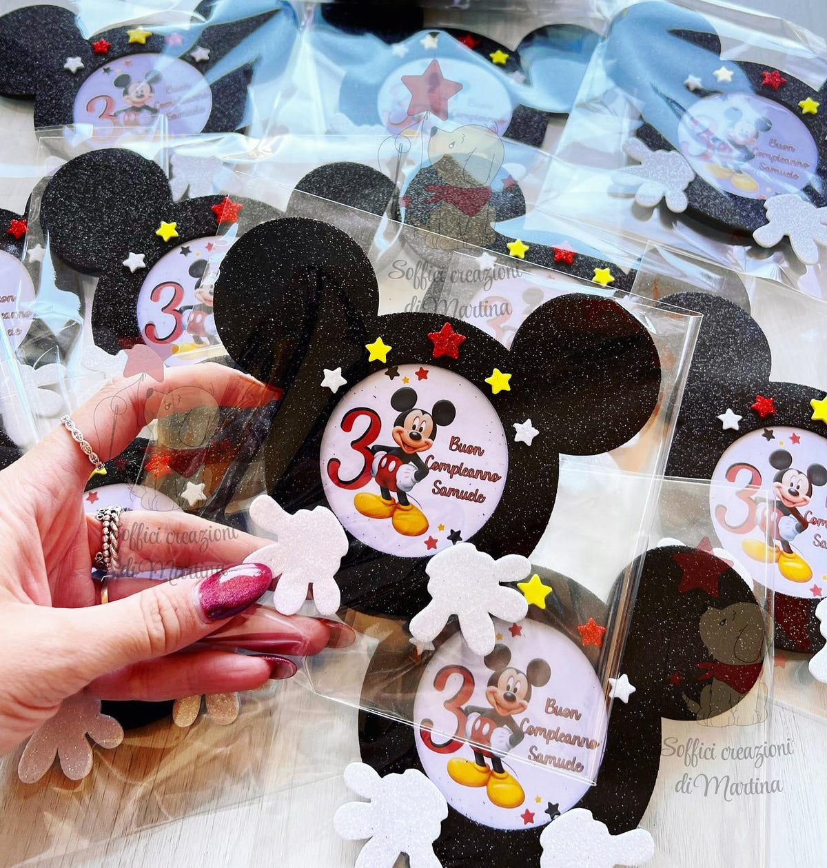 Portafoto a forma di testa di topolino e minnie
