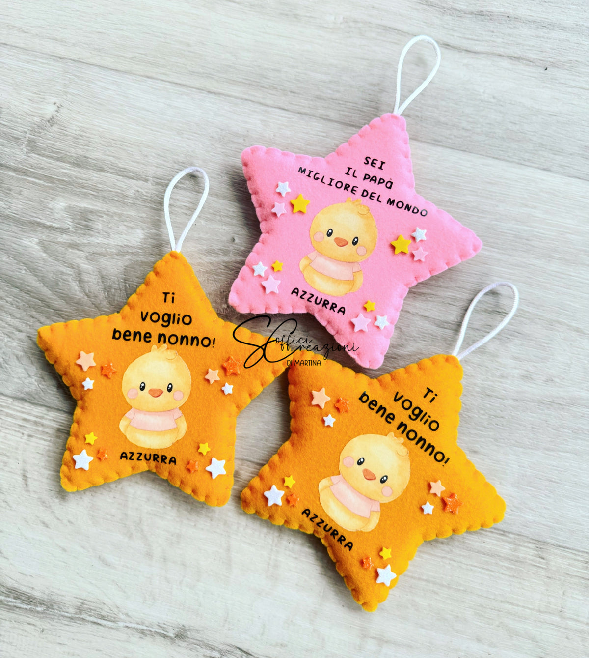 Stellina pannolenci con dedica festa del papà