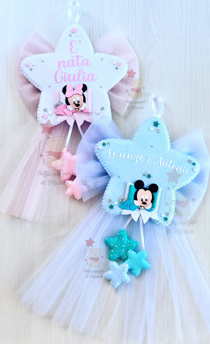Mickey Mouse star model birth bow
