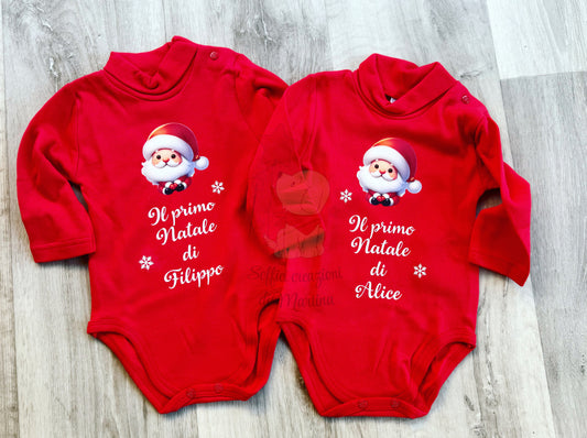 Body neonato natalizio personalizzato