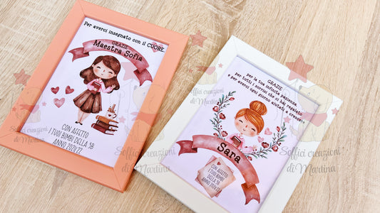 Cornice con dedica maestra