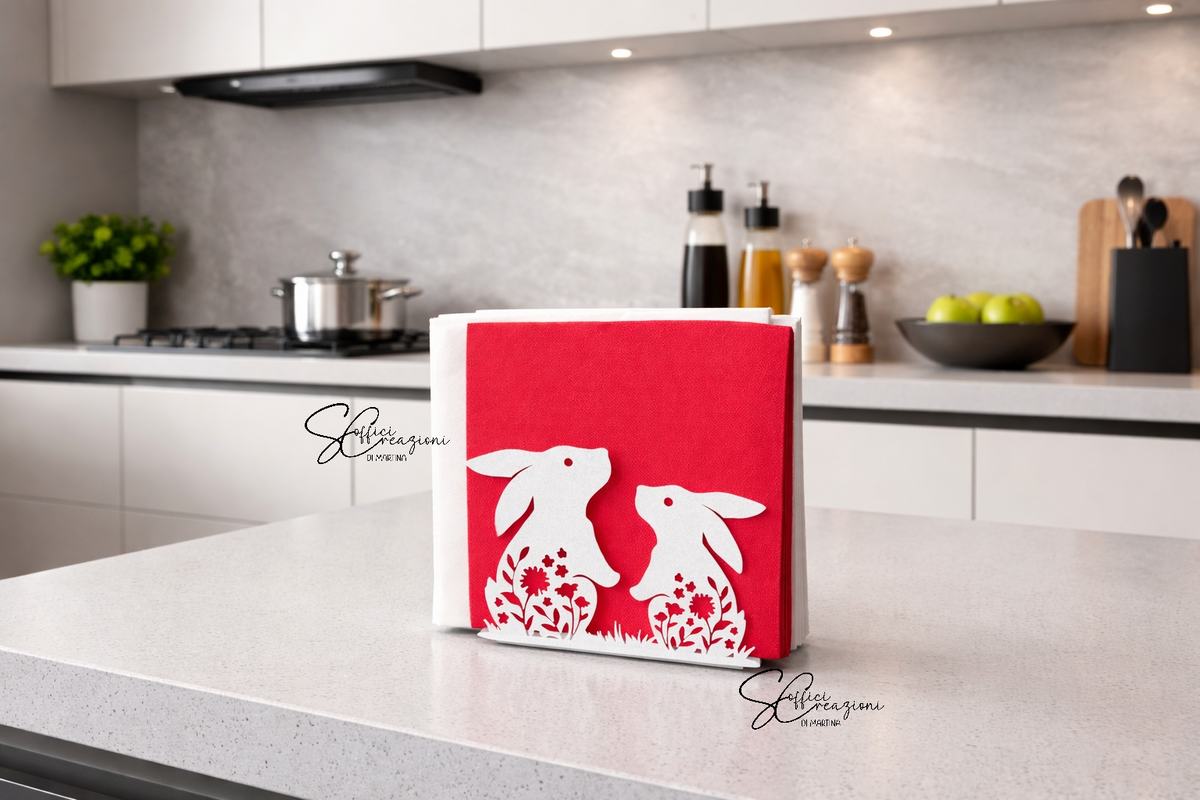 Porta tovaglioli da cucina con conigli