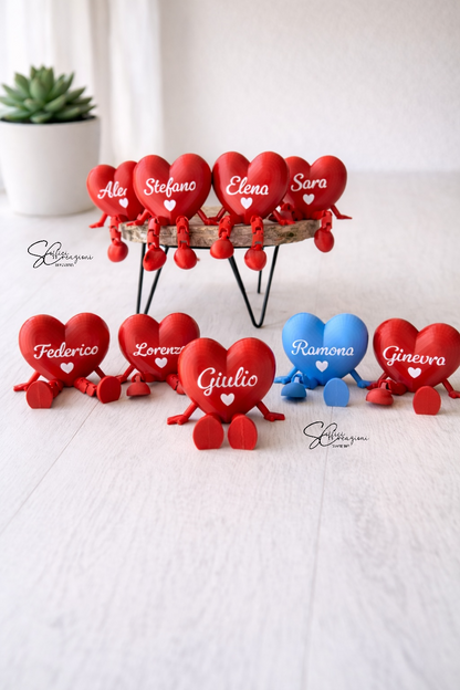 Coppia cuori personalizzati con gambe – Decorazione artigianale