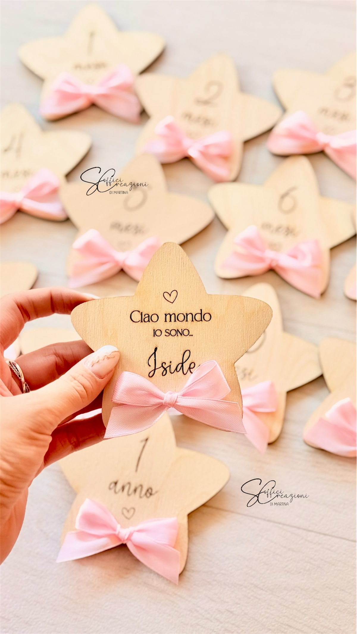 Set complimese milestone in legno personalizzato
