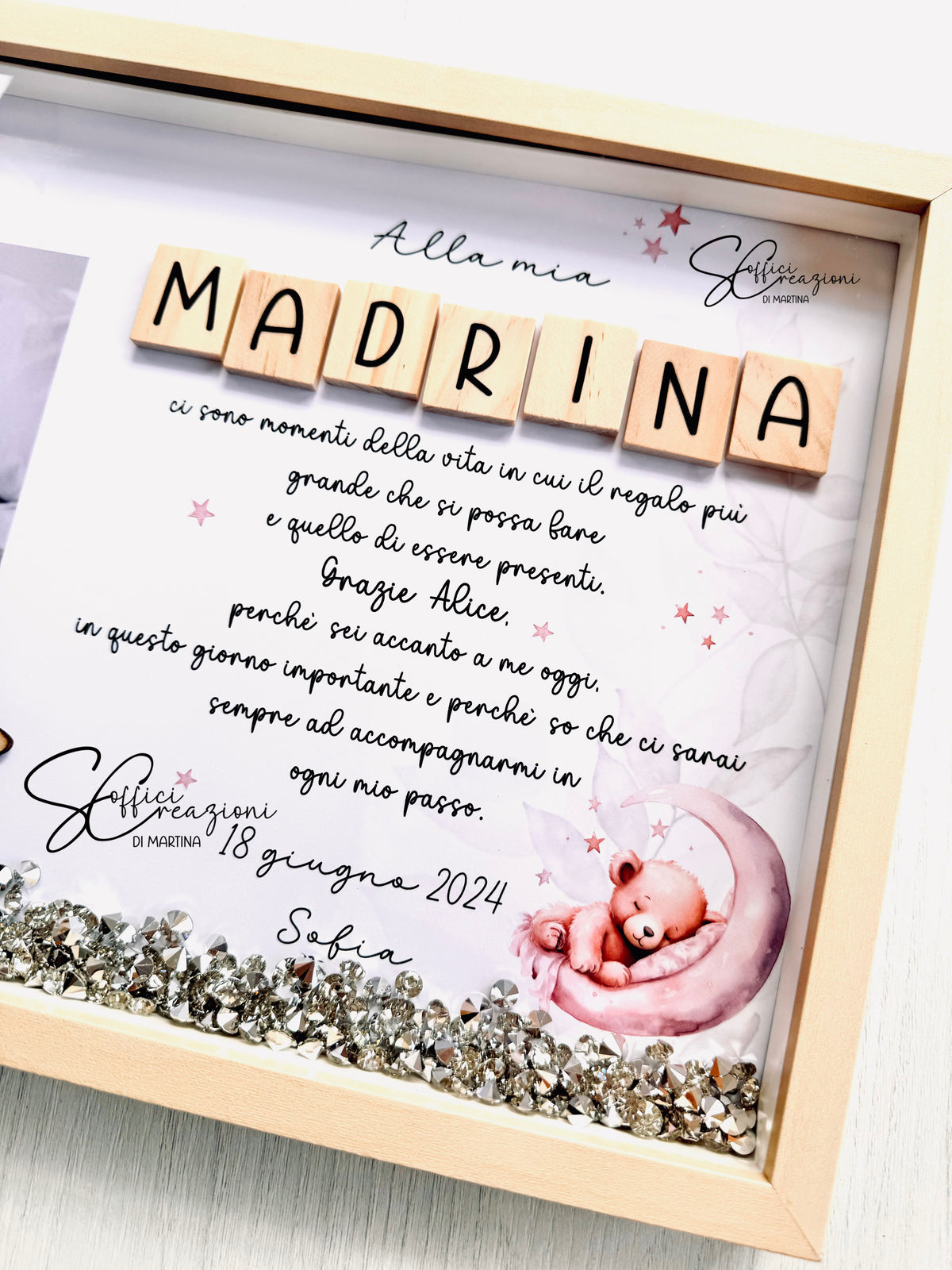 Quadro cornice con dedica madrina/ padrino