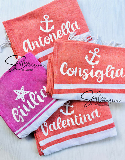 Telo mare fouta con nome
