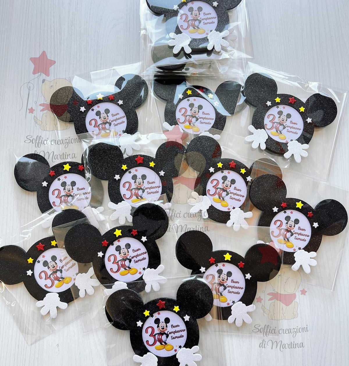 Portafoto a forma di testa di topolino e minnie 